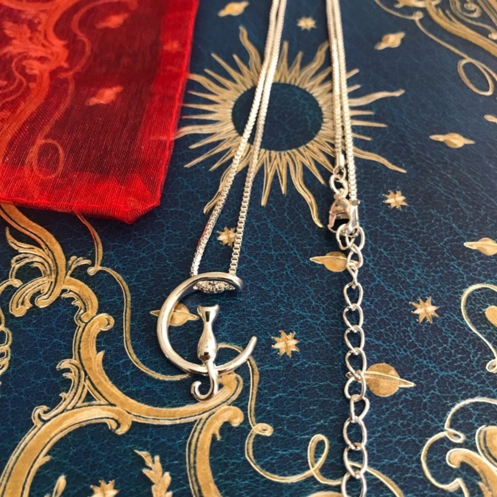 FREE cat witchy moon necklace adorable